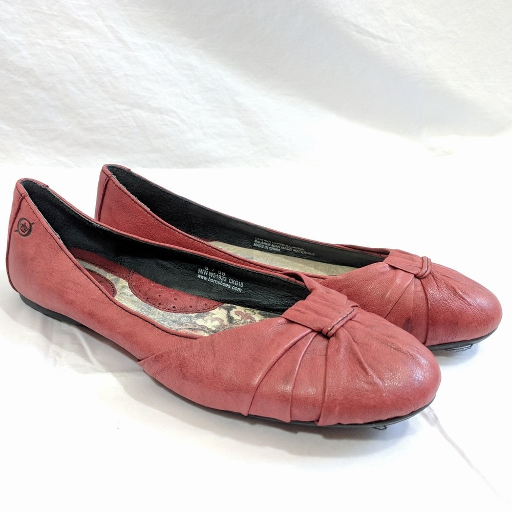Born Red Leather Knot Top Flats